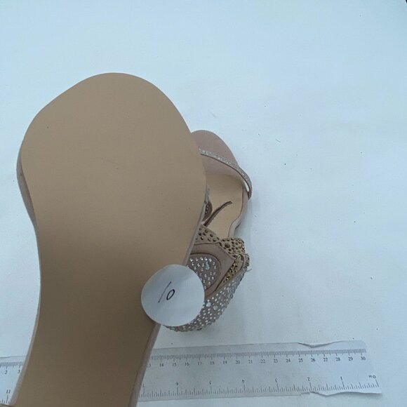 FSJ Champagne Wedding Shoes Rhinestone Stiletto Heels Bridal Sandals - Picture 6 of 7